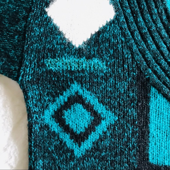 Susann D Vintage Teal Geometric Shapes Sweater L - Picture 10 of 14